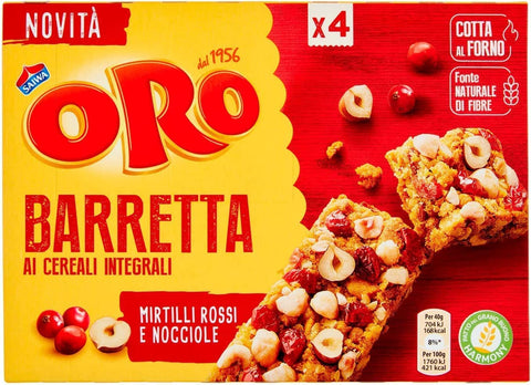 ORO SAIWA Snack Barretta Vollkornriegel mit Preiselbeeren und Haselnüsse 160g 6x Original italienisch