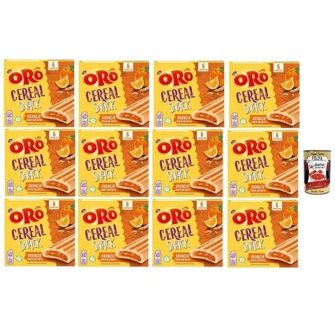 ORO SAIWA Snack Kuchen & Backwaren ORO SAIWA Cereal Snack Arancia, Weiche Müsli -Kekse mit Orangenfüllung, Faserquelle und Magnesium, 12x 162G Original italienisch inkl. Italian Gourmet Polpa 400g 8032804040014
