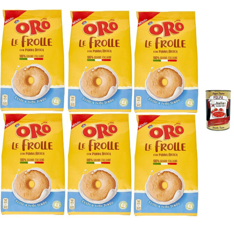 ORO SAIWA Snack Kuchen & Backwaren ORO SAIWA Le Frolle con Panna Fresca- Italienische Mürbeteigkekse mit Sahnegeschmack,biscuits 100 % italienische Milch, 6x 350g Original italienisch inkl. Italian Gourmet Polpa 400g 8032804040014