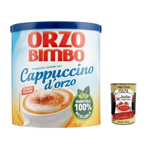 Orzo Bimbo Instantkaffee Orzo Bimbo Cappuccino D'orzo Solubile Löslich-Gersten-Cappuccino eine koffeinfreie Alternative 150 g 6x italienisch Original Pastasauce + kostenlos polpa 400 g 3175681092662