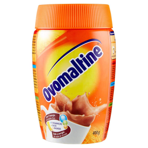 Ovomaltine Lösliche Zubereitung für Getränke auf Gerstenmalz und Kakao Basis mit Vitaminen und Mineralstoffen 400 g italienisch Original