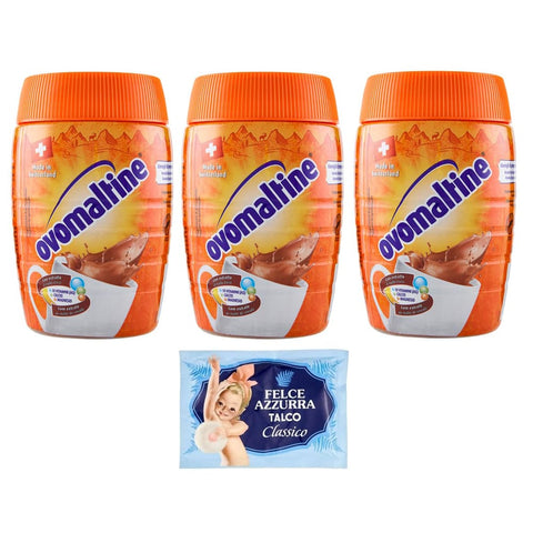 Ovomaltine Kakao & Heiße Schokolade Ovomaltine Malzhaltiges Getränkepulver Kakaogeschmack 400g 3er-Pack Original italienisch inkl. 1er-Pack Kostenlos Felce Azzurra Talkumpuder, 100g-Beutel 8001280026102