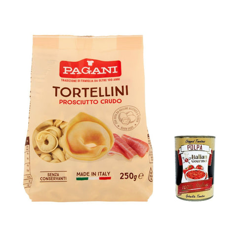 Pagani Pasta all' Uovo Tortellini con Prosciutto Crudo, Eiernudeln mit Parma ham, Pasta mit Ei 250 g italienisch Original