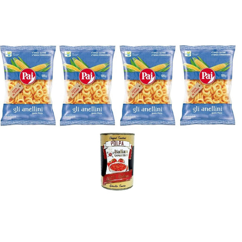 Pai Gli Anellini Chips Pai Gli Anellini Gusto Pizza Cotti al forno gebackene 4x125gr Original italienisch inkl. Italian Gourmet Polpa 400g 8032804040014