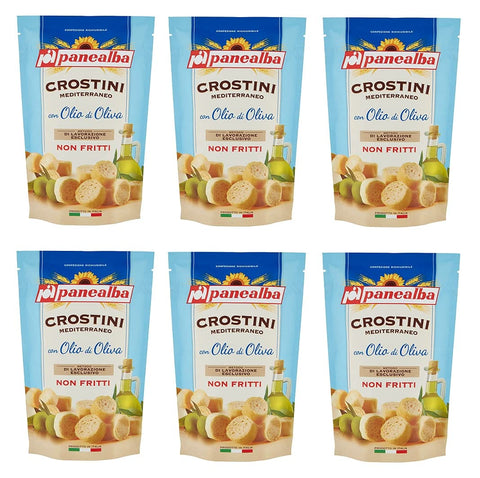 Panealba Crostini Mediterraneo con Olio di Oliva Croutons mit Olivenöl Gesalzener Snack Nicht Gebraten Nicht Frittiertes 100 g italienisch Original