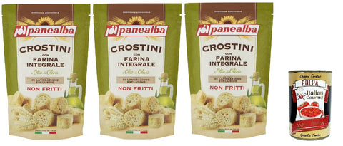 Panealba Crostini con Farina Integrale e Olio di Oliva Croutons mit Vollmehl und Olivenöl Gesalzener Snack Nicht 3x 80 g italienisch Original