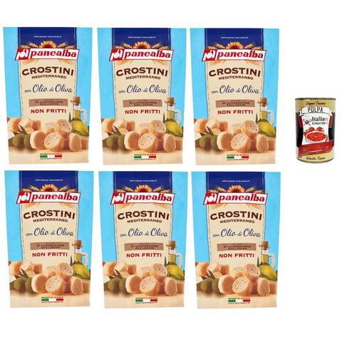 Panealba Crostini Mediterraneo con Olio di Oliva Croutons mit Olivenöl Gesalzener Snack Nicht Gebraten Nicht Frittiertes 6x100g Original italienisch