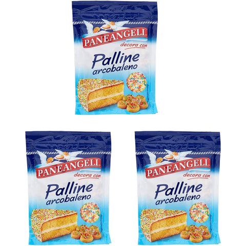 Paneangeli Palline Arcobaleno,Mehrfarbiges Konfetti in runder Form, ideal zum Dekorieren von Desserts,Wiederverschließbare 60 g Packung italienisch Original