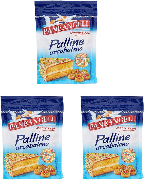 Paneangeli Palline Arcobaleno,Mehrfarbiges Konfetti in runder Form, ideal zum Dekorieren von Desserts,Wiederverschließbare 60 g Packung italienisch Original