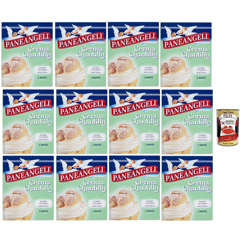 Paneangeli Crema chantilly creme Chantilly Creme Pulver -Mischung Pudding kuchen mit einem zarten Vanillegeschmack 12x80 g italienisch Original Gebäck + kostenlos