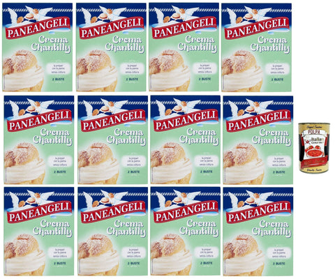 Paneangeli Crema chantilly creme Chantilly Creme Pulver -Mischung Pudding kuchen mit einem zarten Vanillegeschmack 12x80 g italienisch Original Gebäck + gratis