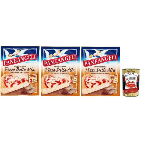 Paneangeli Koch- & Backzutaten Paneangeli Lievito di Birra Pizza Bella Alta, Bierhefe hefe Mischung, Ideal zur Herstellung von hohen Pizzen und Focaccia und hoher Weichheit 3x 27 g italienisch Original 8032804040014