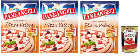 Paneangeli Koch- & Backzutaten Paneangeli Lievito Istantaneo Pizza Veloce, Schnelle sofortige Hefe, istant hefe Mischung 3x 26g mit dehydrierter Bierhefe + Italian Gourmet polpa 400g 8003000368004