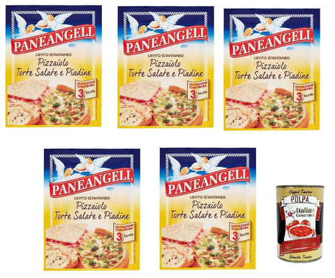 Paneangeli Koch- & Backzutaten Paneangeli Lievito Pizzaiolo, Instanthefe Hefe zur Zubereitung köstlicher herzhafter Gerichte -5x 45g (3 Beutel à 15g) + Italian Gourmet polpa 400g 8002060110110