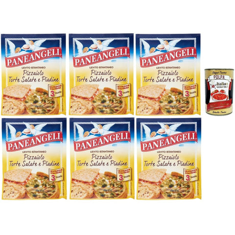 Paneangeli Koch- & Backzutaten Paneangeli Lievito Pizzaiolo Torte Salate e Piadine istant hefe Mischung, Sofortige Hefe für herzhafte Kuchen und Piadine 6x 145 g italienisch Original 8032804040014