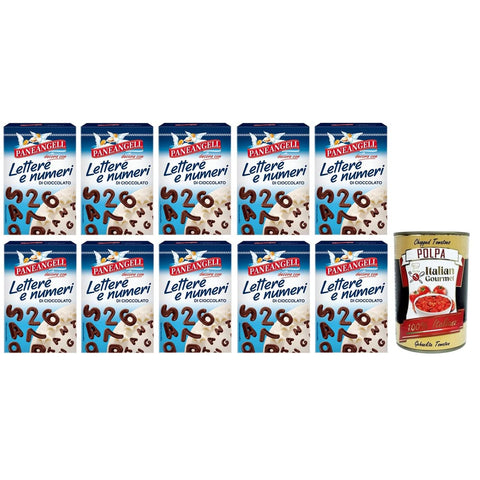 Paneangeli Lettere Koch- & Backzutaten Paneangeli Lettere e Numeri di Cioccolato Buchstaben und Zahlen aus Schokolade zum Dekorieren von Desserts -Packung 60 g 10x italienisch Original Pastasauce + 8003000360909