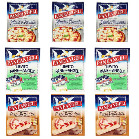3x PaneAngeli Lievito (Hefe), 48 g + Paneangeli Mastro fornaio pizza bella alta 27 g + 3x PaneAngeli Hefe MastroFornaio, 3x7 g italienisch Original Trockenhefe