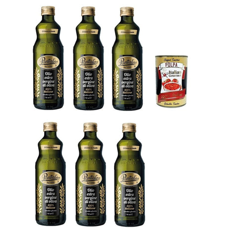 Pantaleo Koch- & Backzutaten Pantaleo Olio extra vergine di oliva 100% italiano, 100% italienisch extra nativ Olivenöl 6x 750ml Original italienisch inkl. Italian Gourmet plpa 400g 8003403000457
