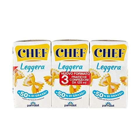 Parmalat Panna chef Leggera Sahne Kochcreme creme light Licht 3x125ml Original italienisch Zutat