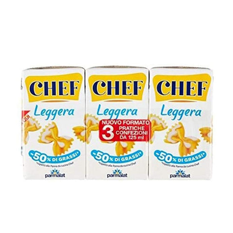 Parmalat Panna chef Leggera Sahne Kochcreme creme light Licht 3x125ml Original italienisch Zutat