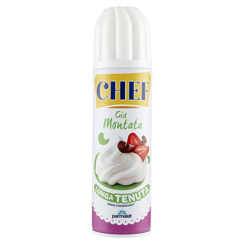 Parmalat Koch- & Backzutaten Parmalat Chef Panna Süßwaren Produkt auf Basis von Sahne Creme Spray Sprühdose 250 g,Schlagsahne Frei von Konservierungsstoffen italienisch Original 8002580008492