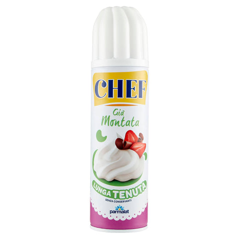 Parmalat Chef Panna Süßwaren Produkt auf Basis von Sahne Creme Spray Sprühdose 250 g,Schlagsahne Frei von Konservierungsstoffen italienisch Original
