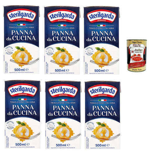 Parmalat Koch- & Backzutaten Sterilgarda Panna da Cucina,Italienische Kochsahne, Verpackung 6x 500ml + Italian Gourmet polpa 400g 8002795000083