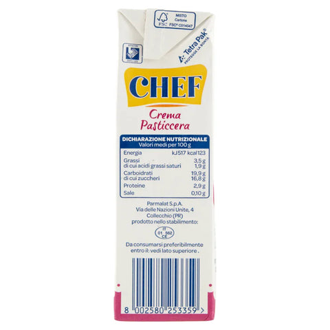 Parmalat Pudding- & Dessertpulver 12x Parmalat Chef Crema Pasticcera Puddingcreme Sahne für Kuchen sofort fertig 530 g Desserts Gebäckprodukt Glutenfrei Frei von Konservierungsstoffen Dessertsaucen italienisch Original 8002580253359