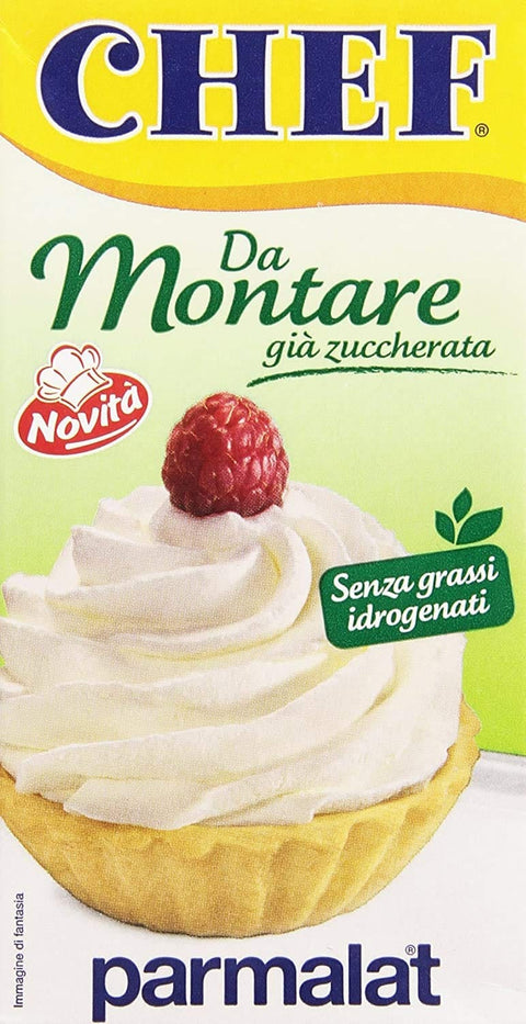 Parmalat Chef Da Montare già zuccherata Gebäckprodukt schon gesüßt Sahne für Desserts 500 ml Ideal zum Füllen und Dekorieren aller Arten von Desserts ohne hydrierte Fette italienisch Original