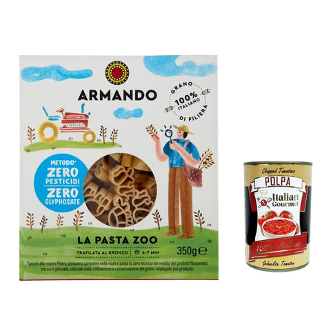 Pasta Armando Internationale Nudeln Pasta Armando la Pasta Zoo, Nudeln in Tierform, 100 % italienisch 350g 10x Original italienisch inkl. Italian Gourmet Polpa 400g 8005709283633