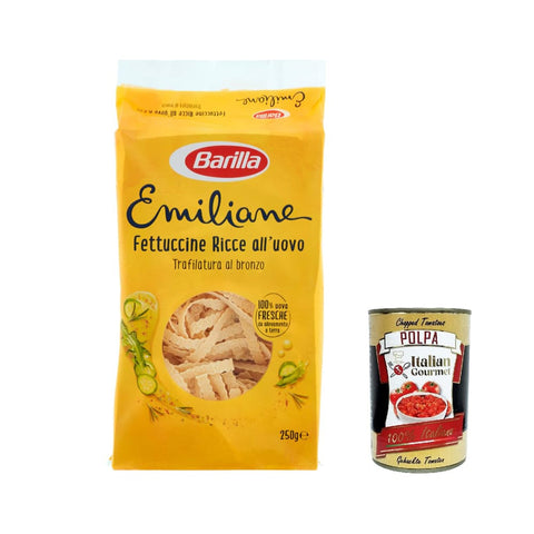 Pasta Internationale Nudeln Pasta all' Uovo Le Emiliane Fettuccine Ricce, Eiernudeln, Pasta mit Ei 250g 6x Original italienisch inkl. Italian Gourmet Polpa 400g 8076809543392