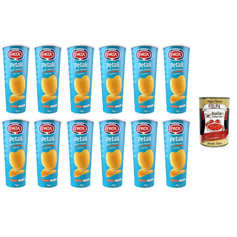 Pata Petali Chips Pata Petali gusto classico Blütenblätter mit klassischem Geschmack 12x 70gr Original italienisch inkl. Italian Gourmet Polpa 400g 8032804040014