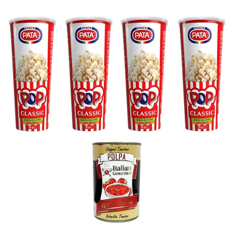 Pata Pop Classic- Popcorn Pata Pop Classic- Popcorn Non fritti Nicht frittiertes Popcorn 4x35gr Original italienisch inkl. Italian Gourmet Polpa 400g 8032804040014