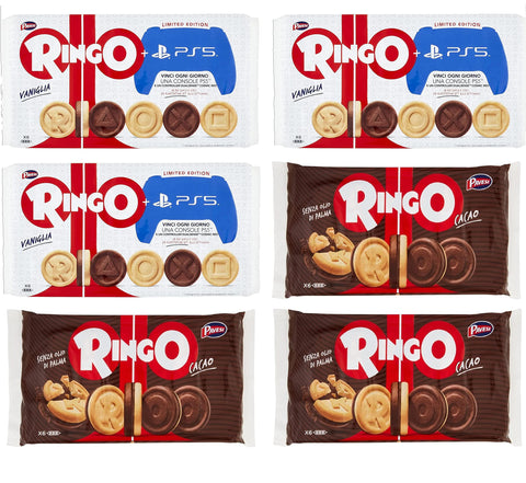 3x Pavesi Kekse Ringo 330 g Kuchen mit Vanille 6 snack cookies riegel + 3x Pavesi Ringo Cacao Kakao 6 snack 330 g italienisch Original
