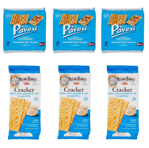 Pavesi Gran Crackers mit weniger Salzgehalt 3x560g Original italienisch Snack