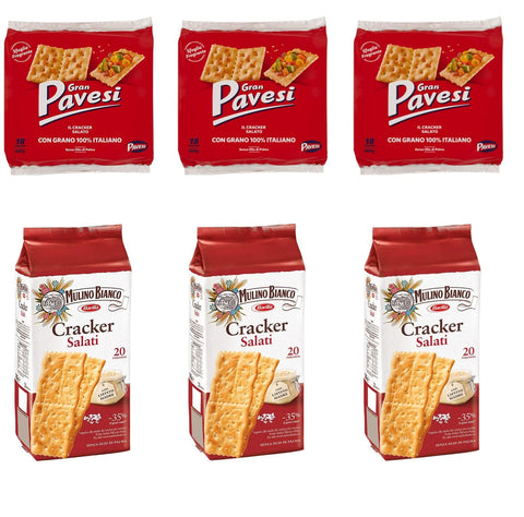 Pavesi Crackers 3x Gran Pavesi Crackers salati Salzgebäck gesalzen 560g + 3x Mulino Bianco Crackers salati 500g 8013355500431