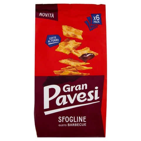 Pavesi Gesalzener Snack & Cracker MHD 08/03/2025 Gran Pavesi Sfogline Gusto Barbecue Gebackene Snacks 6 Pakete 180g 8013355501827