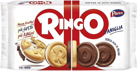 Pavesi Kekse Ringo 330g Kuchen mit Vanille 6 snack cookies schoko riegel 12x Original italienisch