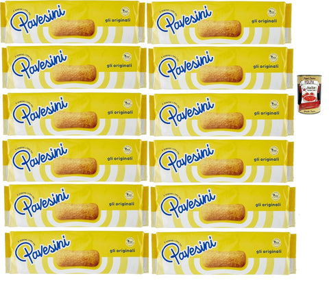 Pavesi Snack Kuchen & Backwaren Pavesi Pavesini Classici, Biscotto Leggero per Colazione o Merenda, Leichter Keks zum Frühstück oder Snack, biscuits cookies, 12x 200 g + Italian Gourmet polpa 400g 8013355501520