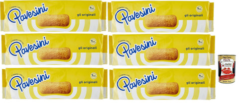 Pavesi Snack Kuchen & Backwaren Pavesi Pavesini Classici, Biscotto Leggero per Colazione o Merenda, Leichter Keks zum Frühstück oder Snack, biscuits cookies, 6x 200 g + Italian Gourmet polpa 400g 8013355501520