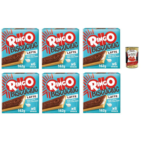 Pavesi Snack Kuchen & Backwaren Pavesi Ringo Bisco Cioc Latte Keks mit Milchfüllung und Schokoladenüberzug für einen süßen und leckeren Snack für 6x 162g italienisch Original 8013355501360