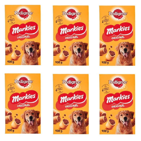 Pedigree Hundekuchen, Kekse & Kausnacks 6x Pedigree Markies Hundekekse mit Fleisch und Mark 500g 5010394996587