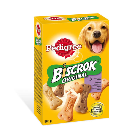 PEDIGREE Hundekuchen, Kekse & Kausnacks Biscrock Kekse für Hunde, zum Verwöhnen, 500 g, 12er-Pack 5010394133852
