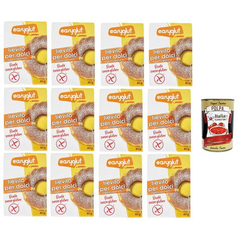 Pedon Easyglut Lievito Backpulver Pedon Easyglut Lievito per dolci senza glutine Glutenfreies Backpulver 12x80gr Original italienisch inkl. Italian Gourmet Polpa di Pomodoro 400g 8032804040014