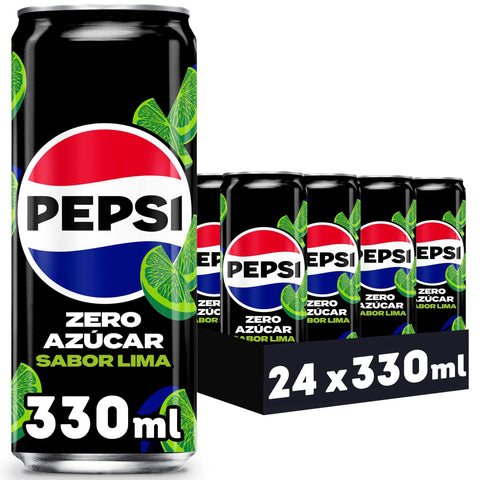 Pepsi Cola Pepsi Zero Lime, Zero Sugar, 330 ml – Packung mit 24 Dosen 8410494300142