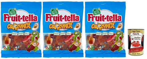 Perfetti Fruittella Crazy Mix, Gummiband, verschiedene Obstgeschmack, mit Fruchtsaft, glutenfrei, 3x 175 g italienisch Original