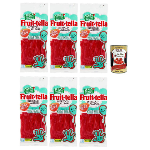 Perfetti Snack Kuchen & Backwaren Perfetti Fruittella Intrecci Original italienisch inkl. Allegri Caramelle Morbide alla Fragola, Weiche Erdbeer Süßigkeiten 6x 125g + Italian Gourmet Polpa 400g 0