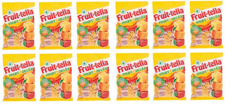 Perfetti Van Melle Frucht- & Kräuterbonbons 12x Fruittella Fruit Gelée weiche Bonbons mit Fruchtsaft Glutenfrei Beutel mit 180g Geleesüßigkeiten natürliche Aromen und ohne künstliche Farbstoffe 8000735006188
