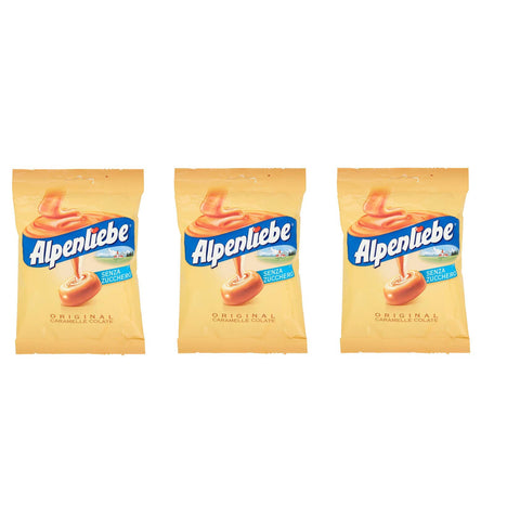 Perfetti Alpenliebe Caramelle Colate senza zucchero zuckerfreie Süßigkeiten Bonbon Lollies Toffee Geschmack Beutel 3x80g Original italienisch Getränk