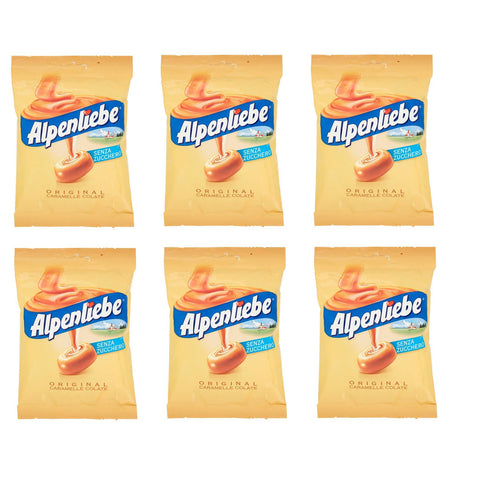 Perfetti Alpenliebe Caramelle Colate senza zucchero zuckerfreie Süßigkeiten Bonbon Lollies Toffee Geschmack Beutel 6x80g Original italienisch Getränk